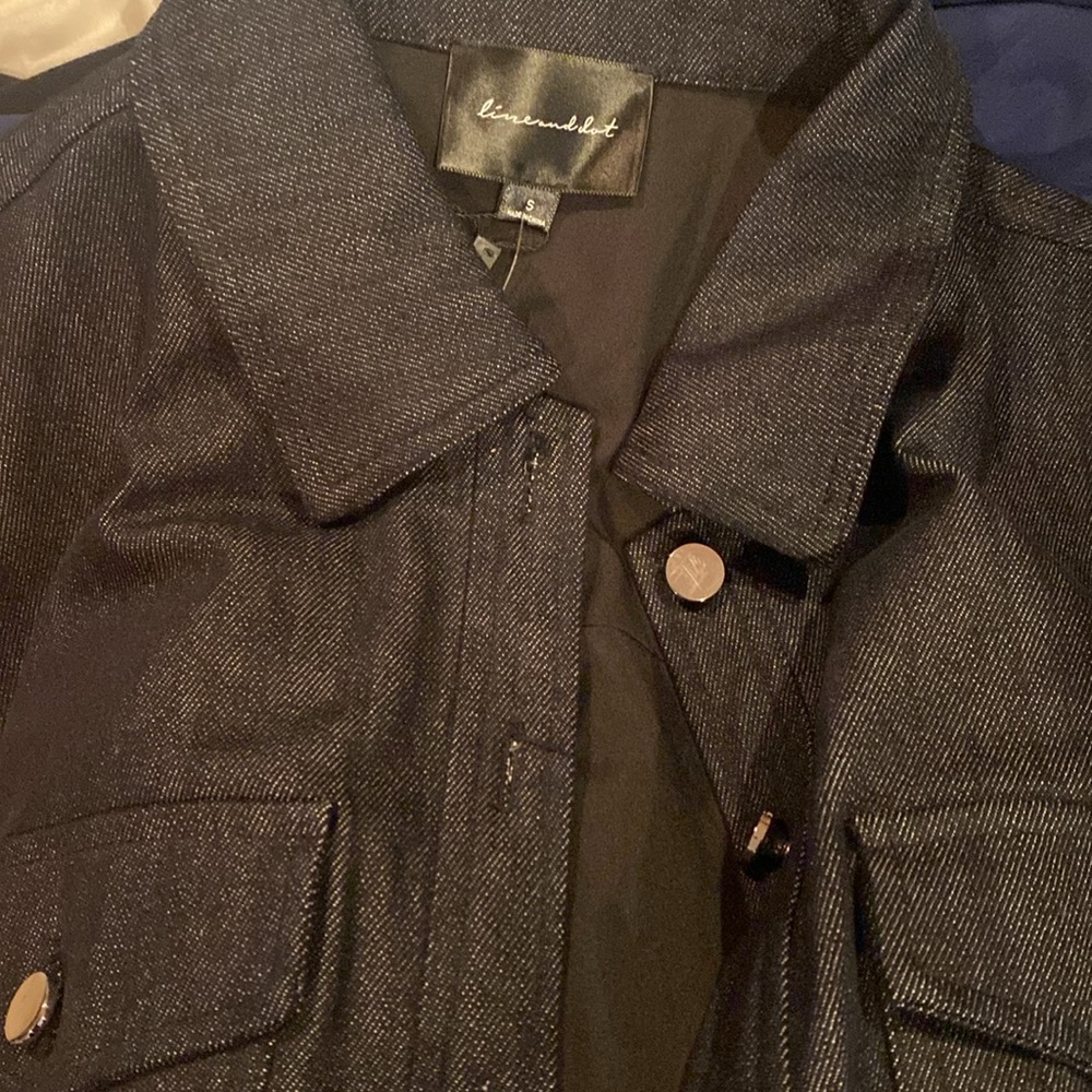 NWT Line & Dot Long Sleeve Button Front Shirt Dress Denim Button-Up Dress - Picture 5 of 6
